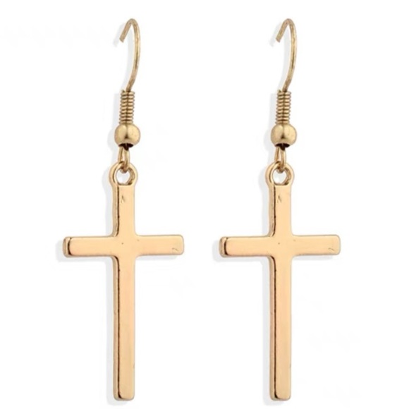 ❣️$25/3❣️ Gold Plated Dangle Cross Earrings - Picture 1 of 9
